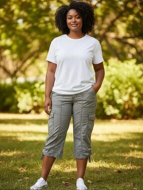 BLUE Cargo Style Capris Size 16  Caffe Marrahesh Design